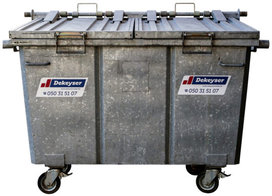 Rolcontainer van 2.500 liter in metaal voor bedrijfsafval